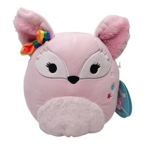 NEW Squishmallows Miracle Pink Fox 8" Rainbow‎ Bow Plush Toy Stuffed Animal